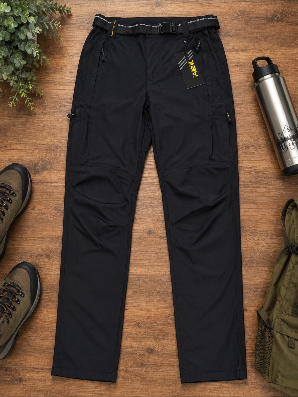 TBMPOY Men’s Hiking Cargo Pants Black Belted Size Small NWT